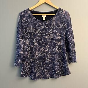 Chico’s Blue Metallic Top